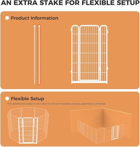 FXW Homeplus Dog Playpen Designed for Indoor Use, 1 Add-on Gate, 24" Height for Puppy and Small Dogs│Patented in Saudi Arabia
