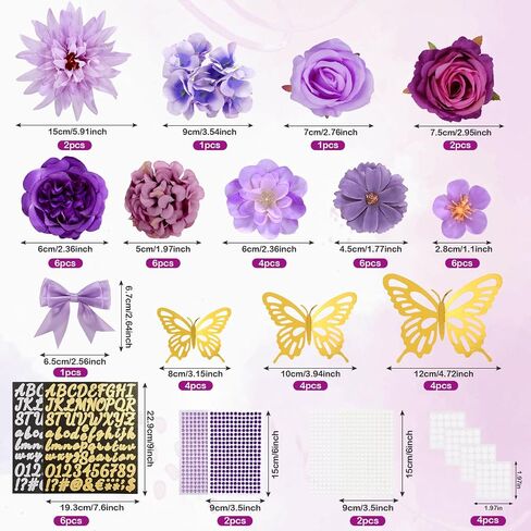 69 PCS Caps Cap Decorts Kits ، Cap Grad Topper Decorations شملت الزهور Faux Flowers 3D Breatfly Bow Rhinestons ALPHABET ملصقات خطاب التخرج Topper DIY Craft Art Decor (Blue) in Kuwait