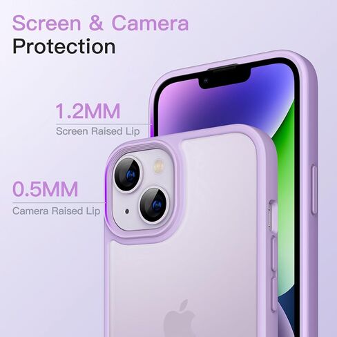 حافظة JETech غير لامعة لهاتف iPhone 14 مقاس 6.1 بوصة، حماية من السقوط بدرجة عسكرية مقاومة للصدمات، غطاء هاتف خلفي شفاف بلوري، مضاد لبصمات الأصابع (أسود) in Kuwait