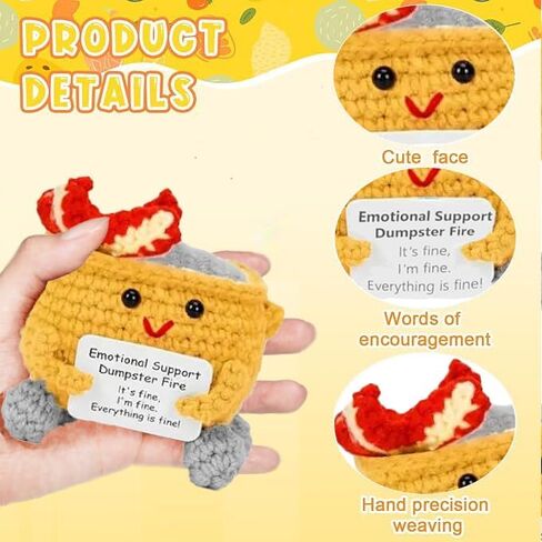 Emotional Support Dumpster Fire, 7 Pack Handmade Dumpster Fire Desk Accessories with Encouragement Card, Crochet Dumpster Fire Doll, Desk Decor Gifts for Friends, Colleague, Student(7 Colors) in Kuwait