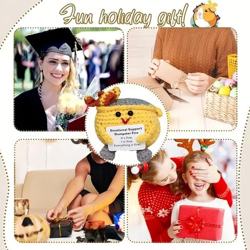 Emotional Support Dumpster Fire, 7 Pack Handmade Dumpster Fire Desk Accessories with Encouragement Card, Crochet Dumpster Fire Doll, Desk Decor Gifts for Friends, Colleague, Student(7 Colors) in Kuwait