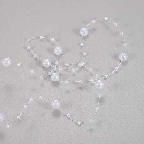 uxcell 30pcs Artificial Pearl String for Floating Candle, 4.4 ft Floating Faux Beads Pearl for Centerpiece Vases Filler Wedding Christmas Party Garland Decoration (Orange) in Saudi Arabia
