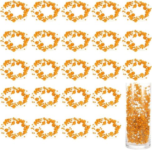 uxcell 30pcs Artificial Pearl String for Floating Candle, 4.4 ft Floating Faux Beads Pearl for Centerpiece Vases Filler Wedding Christmas Party Garland Decoration (Orange) in Saudi Arabia