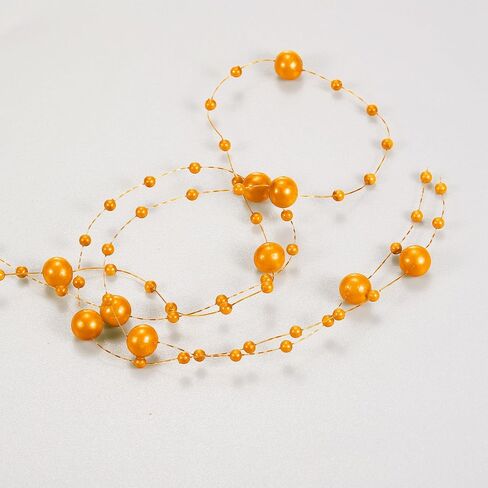 uxcell 30pcs Artificial Pearl String for Floating Candle, 4.4 ft Floating Faux Beads Pearl for Centerpiece Vases Filler Wedding Christmas Party Garland Decoration (Orange) in Saudi Arabia