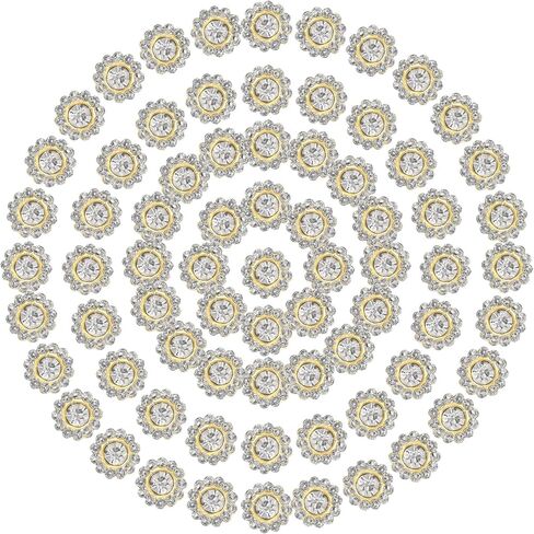 PATIKIL 100 Pcs Sew on Rhinestones Crystals 10mm 2 Layers Sewing Sunflower Flower Claw Rhinestones Crystals Glass Gems Metal Base for Wedding Dress Clothes Crafts Decoration, White in Saudi Arabia
