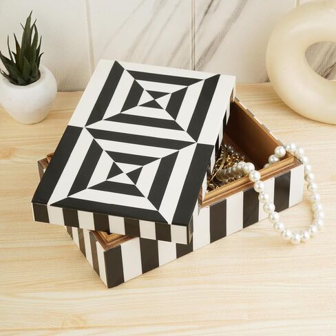 Black and White 3D illusion Box Collection Storage Organizer Decorative Multipurpose Keepsake Jewelry Gift Box (9x6x3 inches) in Saudi Arabia