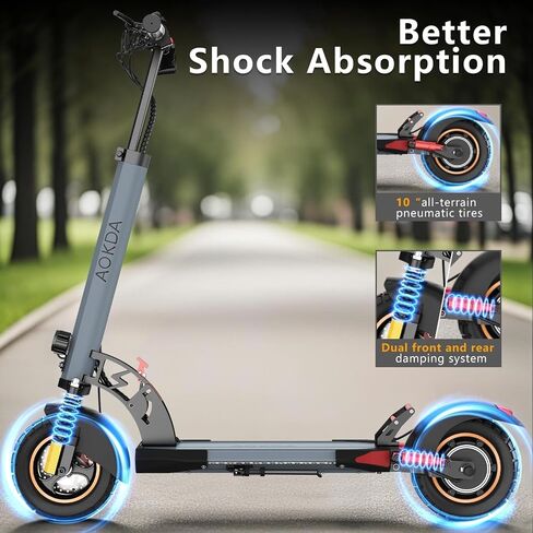 Electric Scooter Adults, 800W Motor & 28 MPH Portable Folding Commuting Eletric Scooter, Up to 22 Miles Range, 10" Off Road Tires e Scooter, Dual Brake & Dual Suspension Scooter for Adult E-Scooter in Saudi Arabia