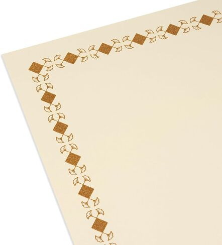 Hamilco Cream Color Vellum Certificate Cardstock Paper with Raised Print Border – 8 1/2 x 11" 65 lb Cover Card Stock for Printer - 50 Sheets in Saudi Arabia
