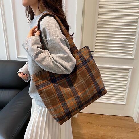 Tartan Hobo Bag Casual Shoulder Bag Plaid Laptop Bag Tote Bag Stachel Bag Travel Daypacks in Kuwait