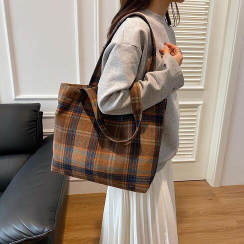 Tartan Hobo Bag Casual Shoulder Bag Plaid Laptop Bag Tote Bag Stachel Bag Travel Daypacks in Kuwait