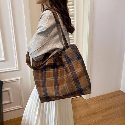 Tartan Hobo Bag Casual Shoulder Bag Plaid Laptop Bag Tote Bag Stachel Bag Travel Daypacks in Kuwait