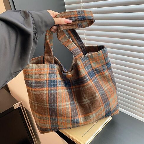 Tartan Hobo Bag Casual Shoulder Bag Plaid Laptop Bag Tote Bag Stachel Bag Travel Daypacks in Kuwait