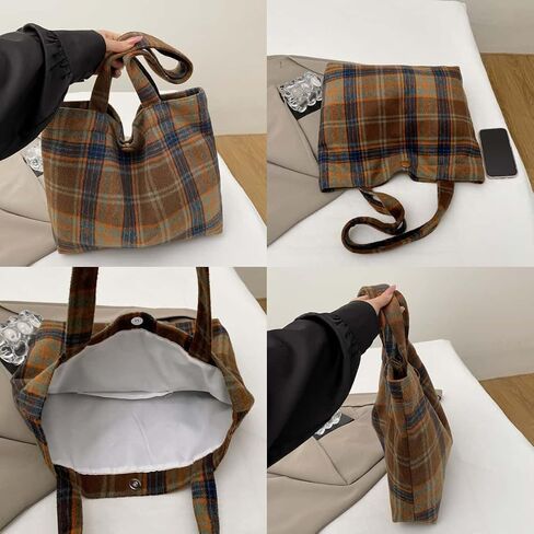 Tartan Hobo Bag Casual Shoulder Bag Plaid Laptop Bag Tote Bag Stachel Bag Travel Daypacks in Kuwait