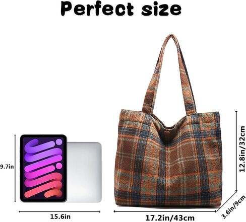 Tartan Hobo Bag Casual Shoulder Bag Plaid Laptop Bag Tote Bag Stachel Bag Travel Daypacks in Kuwait
