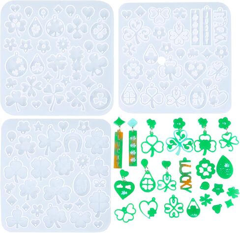 (4 Pack) Resin Earring Molds,Silicone Jewelry Mold with Hole, Variety Shape Geometric Resin Jewelry Molds for DIY Earrings Pendant Keychain Ornaments Decoration in Saudi Arabia