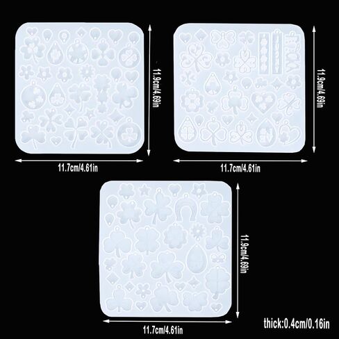 (4 Pack) Resin Earring Molds,Silicone Jewelry Mold with Hole, Variety Shape Geometric Resin Jewelry Molds for DIY Earrings Pendant Keychain Ornaments Decoration in Saudi Arabia