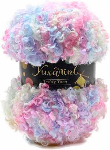 (32 Colors Available) Yusarinl Teddy Bear Yarn,Fuzzy Yarn for Crochet Polyester Plush Fur for Crafts Fluffy Fuzzy for Knitting(3.35 oz, 40 yds)-Cotton Candy in Saudi Arabia