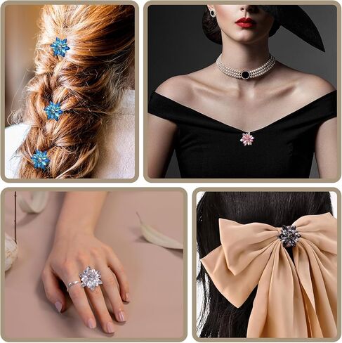 10 PCS زهرة أزرار حجر الراين زخرفة ، ديكورات بلورية سباركلي لخياطة الحرف اليدوية للملابس المجوهرات التي تصنع حفل زفاف باقة (Clear-1) in Kuwait