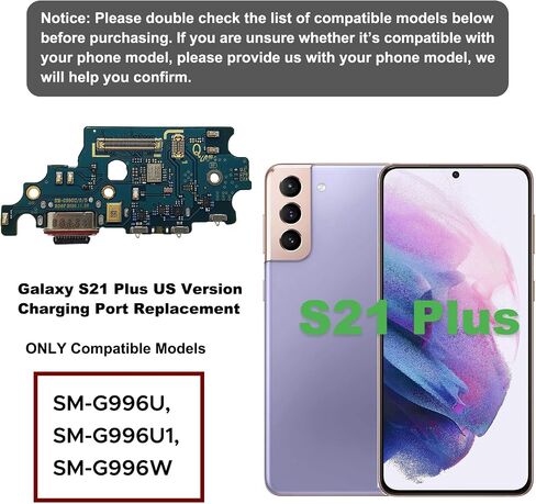 for Galaxy S21 Plus USB Charging Board Port Replacement, SM-G996U SM-G996U1 Type C Dock Board Connector for Samsung S21 Plus with Tools & Instruction in Saudi Arabia