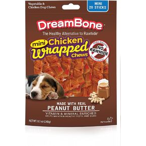 Dreambone Chicken Wrap Mini Stick Small Breed Peanut Butter Chews Dog Treat, 20 Ct (1)