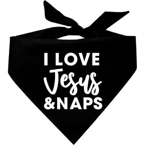 I Love Jesus and Naps Dog Bandana | 100% Cotton Adjustable Triangle | Made in USA | Easter | Religious | Funny Outfit Prop Photoshoot | Turquoise, One Size (884)