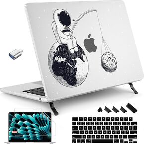 Tuiklol Case for MacBook Air 15 inch 2025 2024 2023 Model A3241 M4 / M3 A3114 / M2 A2941, Bracket Hard Shell Case with Keyboard Cover for MacBook Air 15.3’’ Cover, Watercolor Flowers