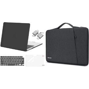 MOSISO Compatible with MacBook Air 13 inch Case 2024-2022 M3 A3113 M2 A2681 Touch ID, Plastic Hard Shell&Keyboard Cover&Screen Film&Type C Adapter&Vertical Bag with Bevel Pocket, Slate Gray&Space Gray