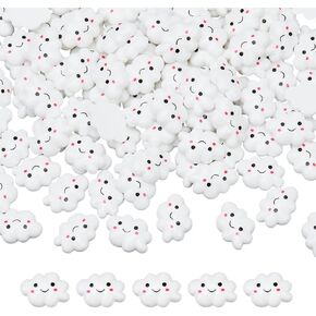 NBEADS 100 Pcs White Cloud Resin Cabochons, 15x22x4.5mm