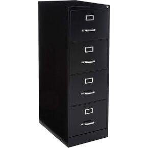 Lorell 4-Drawer Vertical File, 18 by 26-1/2 by 52-Inch, Black