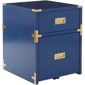 OSP Home Furnishings Wellington 2-Drawer File Cabinet, Lapis Blue