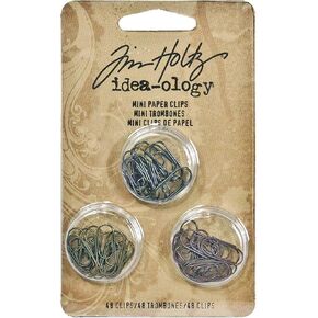 Idea-Ology Mini Paper Clips .625" 48/Pkg-Antique Nickel, Brass & Copper