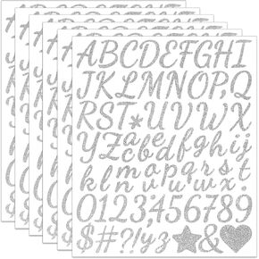 1.5 Inch Gold Letter Stickers, 6 Sheets 444 Pieces Glitter Alphabet Number Vinyl Letters, Self Adhesive for Graduation Cup Decorations Scrapbooking DIY Crafts (Gold)