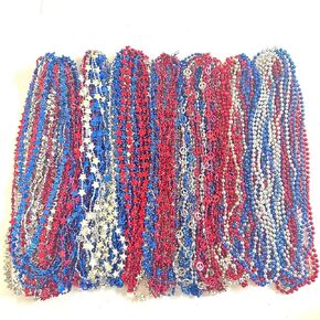 102 Pcs 4th of July Beads Necklaces Independence Day Red White Blue Fouth of July American National Day Party Supplies