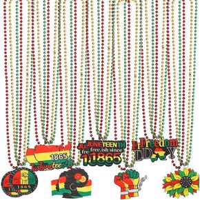 Novwang 21pcs حزب Juneteenth Happy ، قلادات مخرمة من الزواج من الخرز المعدني لاستقلال الحرية في صغار الحرية.