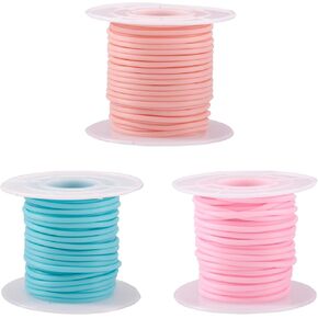 Beadthoven 32Yards Mix Color Hollow Pipe Rubber Tubing Cords 2mm Rubber Tube Knitting Barber Cord for Stitch Savers, Silicone Tube Pipes for DIY Bracelet Necklace Beading Jewelry Making 1mm Hole
