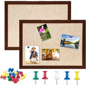 2 Pack Bulletin Board, 15.7''X 11.8'' Felt Pin Board for Bedrooms Offices Home Wall Decoration, Notice Board Self Adhesive Cork Board with 35 Push Pins for Paste Notes, Photos, Schedules