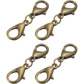 uxcell Bracelet Extender, 4Pcs - Double Lobster Claw Clasps Necklace Extenders, Connector Extension Clasp and Closure for DIY Making Jewelry Chain (30mm/1.18", Bronze)