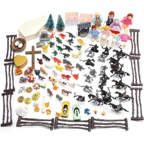 Sand Tray Starter Kit Sandtray Play Basic Portable Therapy Kit Includes 123 Miniatures Religion Nature Fantasy and Many Other Themes Suitable for Psychological Therapy and Sandbox Games