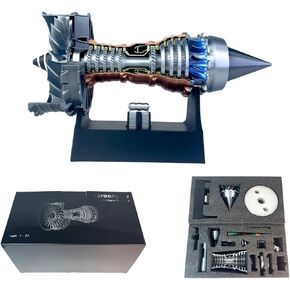 TR900 Turbofan Model Kit, Adjustable Speed Aircraft Engine with LED Light, Mechanical Science Aero Engine Education Toy Gift Decor for Adult Hobbyists, 28cm (Assembly Version)