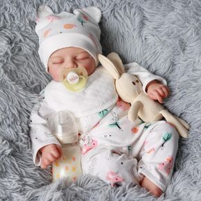 BABESIDE Lifelike Reborn Baby Dolls Girl – 17 Inch Realistic Sleeping Newborn Baby Doll with Soft Poseable Body and Accessories, Gift for Kids Age 3+, Pretend Play & Collectible