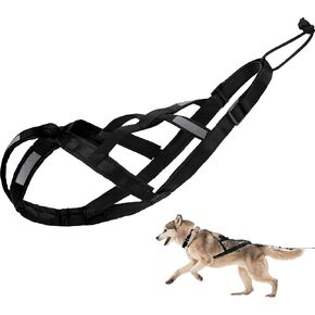 Dog Pulling Harness (M, Black) Reflective X-Back Harness for Sledding Exercise, Canicross Scootering, Bikejoring, Skijoring, Fit for French Bulldog Dogs, Small Husky, Small Shiba Inu (17–33 pounds)