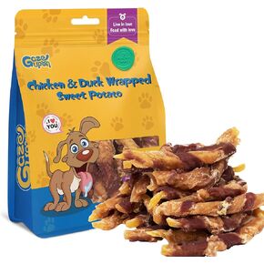 Dog Treats，Chicken&Duck Wrapped Sweet Potato，Healthy Training Snacks for Dogs, Rawhide Free,14.1 oz
