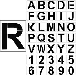 SATINIOR 36 Pieces Large Letter Stencils Number Reusable Alphabet Stencils Numbers Templates Craft for Wood Wall Fabric Signage Chalkboard Painting DIY Projects (12 Inch)