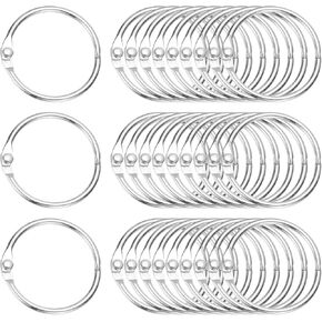 PATIKIL 1.2" x 1.4" Loose Leaf Binder Rings, 30 Pcs Metal Book Rings Nickel Keychain Ring for Paper Index Cards Flash Card Notebook Rings Office Home Book Binder, Silver Tone