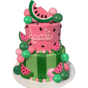 25 PCS Watermelon Cake Toppers Summer Fruit Cake Decorations for Baby Shower Birthday Wedding Garden Party Decoration Supplies