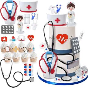 36 PCS Nurse Cake Topper Nurse Cupcake Toppers Nurse Cupcake Cake Decorations for Nursing Doctor Graduation Party Supplies