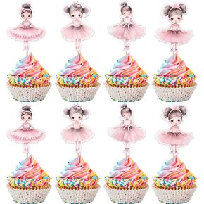 Rsstarxi 1 Pack Fairy Happy Birthday Cake Topper Glitter Garden Floral Fairies Cake Pick for Fairy Theme Happy Birthday Baby Shower Party Cake Decorations Supplies Pink