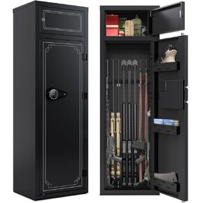 Karini 12 Gun Safe for Rifle and Pistols Gun Cabinets for Rifles and Shotguns Quick Access Rifle Safe for Home Long Gun Safe Clearance Gun Locker with Lockbox Adjustable Shelf Gun Rack