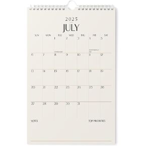 Karto Large-Print Wall Calendar 2025-2026 - Vertical 11x17 inch July 2025 to December 2026 - Big, Easy-to-Read Dates for Senior, Elderly - Beige
