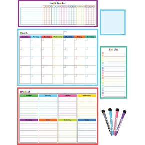 Teacher Created Resources Black & White Dry-Erase Magnetic Calendar Set